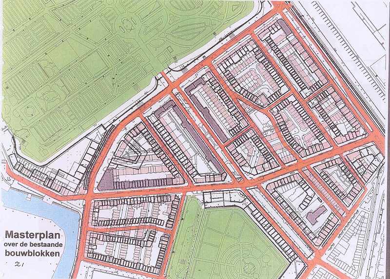 Masterplan over de bestaande bouwblokken